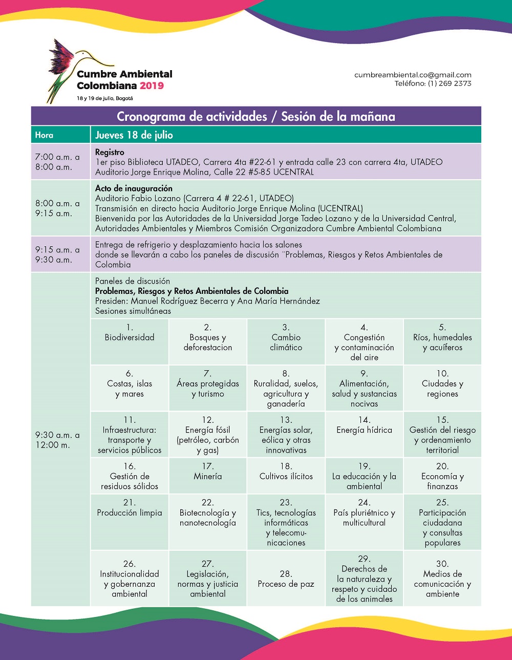 Agenda Cumbre Ambiental Colombiana 2019 Página 1