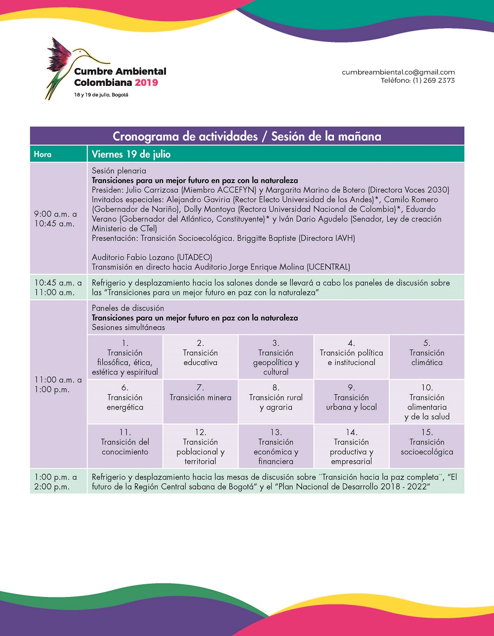 Agenda Cumbre Ambiental Colombiana 2019 Página 5