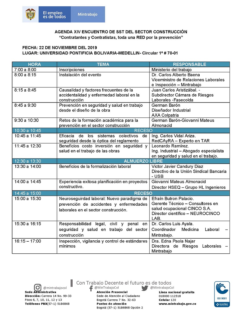 Agenda SST sector Construccion