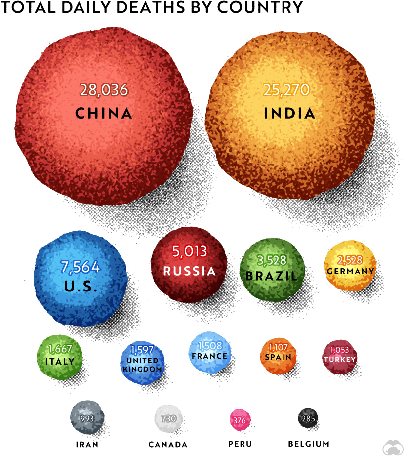 Total Daily Deaths by Country