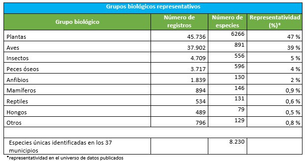 tabla 1 grupos especies
